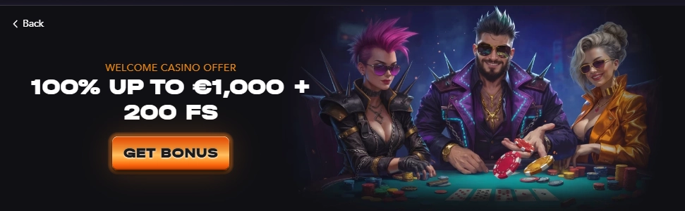 Madcasino welcome casino offer with €1,000 bonus and 200 free spins