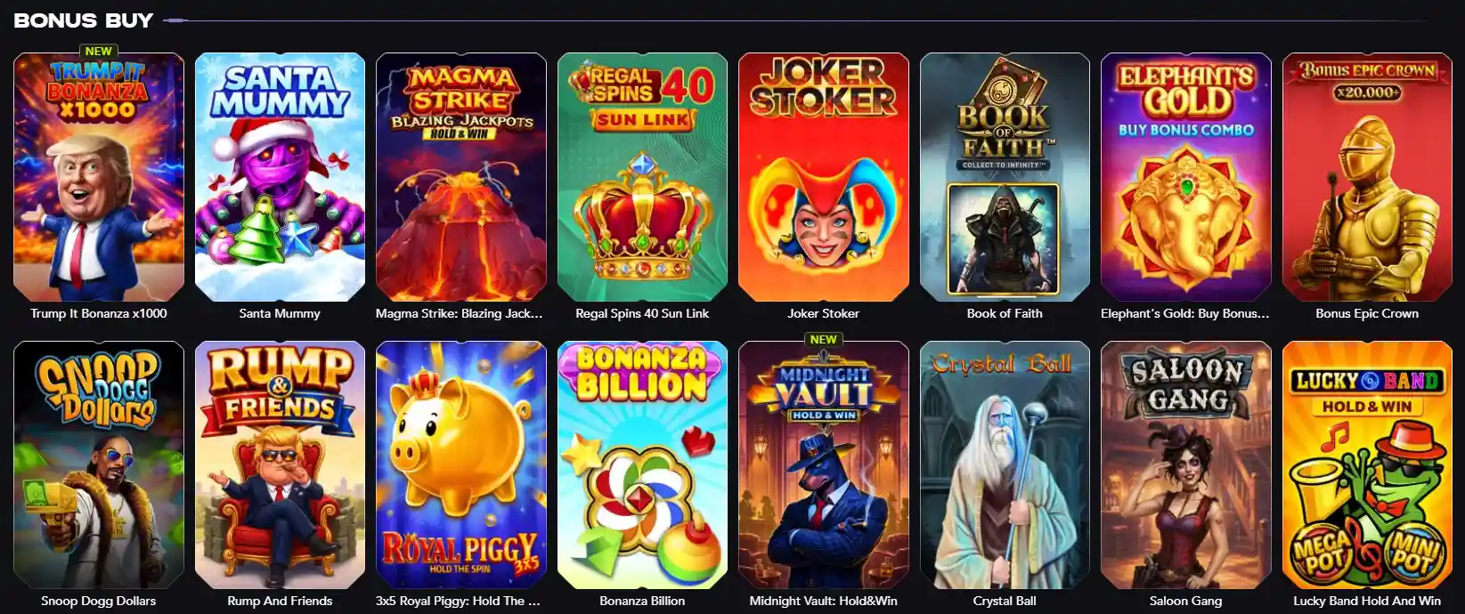 Madcasino Bonus Buy section with slot games available for feature purchase