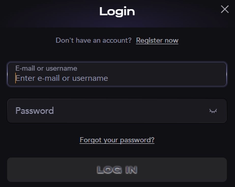 Madcasino login form with email and password fields